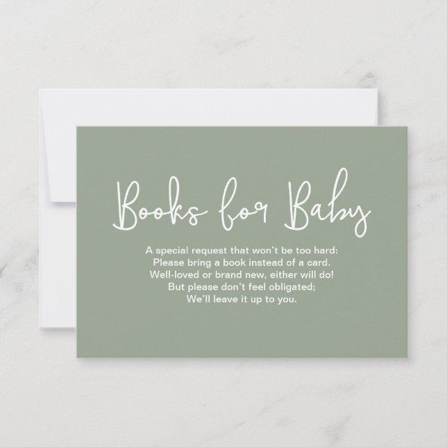 Sage Green Baby shower Book Request Digital print Einladung (Vorderseite)