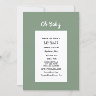 Sage Green Baby Shower QR Code Einfach Minimal Einladung