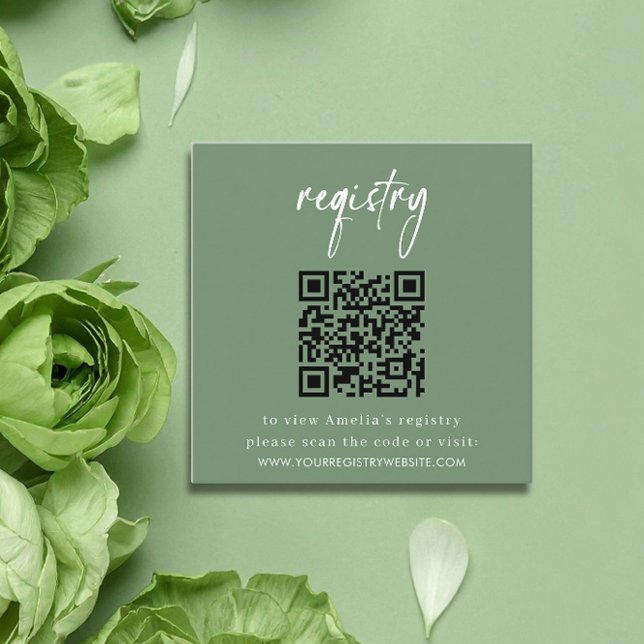 Sage Green Baby Shower Registry Card Begleitkarte (Von Creator hochgeladen)
