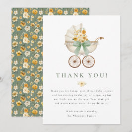Sage Green Baby Shower Thank You Card | Vintage Dankeskarte