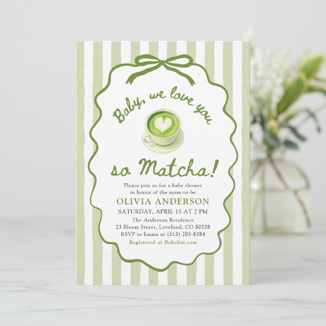 Sage Green Baby We love you so Matcha Baby Shower Einladung (Stehend Vorderseite)