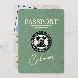 Sage Green Bahamas Passport Save the Date