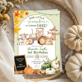 Sage Green Barn Tiere Little Pumpkin Geburtstag Einladung