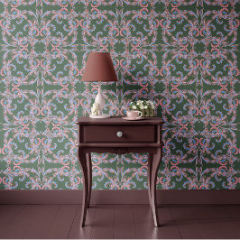 Sage Green Baroque Ornamental Design Tapete