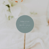 Sage Green | Begrüßung - Klassischer Rundsticker