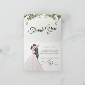 Sage Green & Beige Botanical Floral Wedding Thank  Dankeskarte