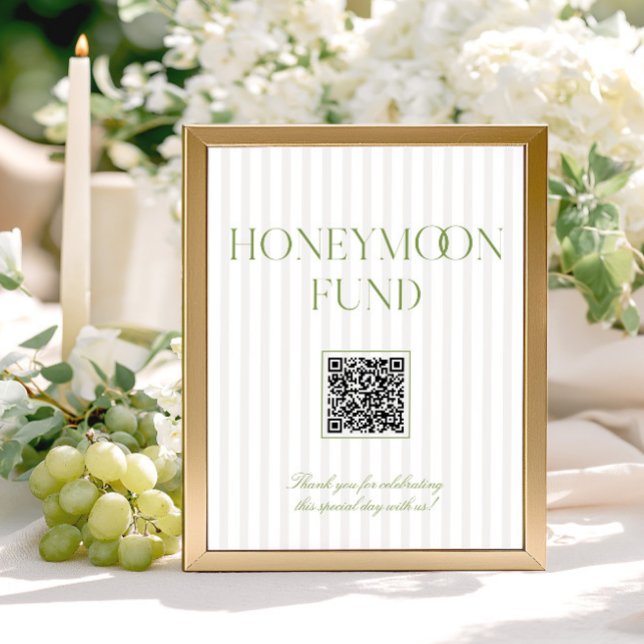 Sage Green & Beige Honeymoon Fund QR Code Sign (Sage Green & Beige Honeymoon Fund QR Code Sign)