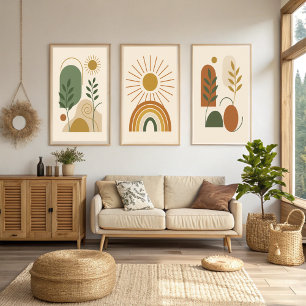 Sage Green & Beige Minimalistisch Botanische Boho  Poster