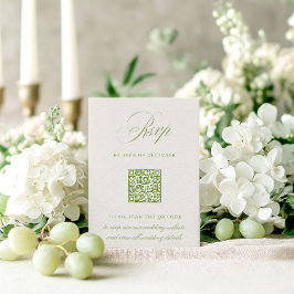 Sage Green & Beige QR Code UAWG Wedding Card RSVP Karte