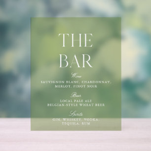 Sage Green & Beige Wedding Akryllische Bar Sign Acrylschild