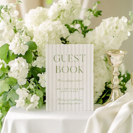Sage Green & Beige Wedge Guest Book Sign Einladung