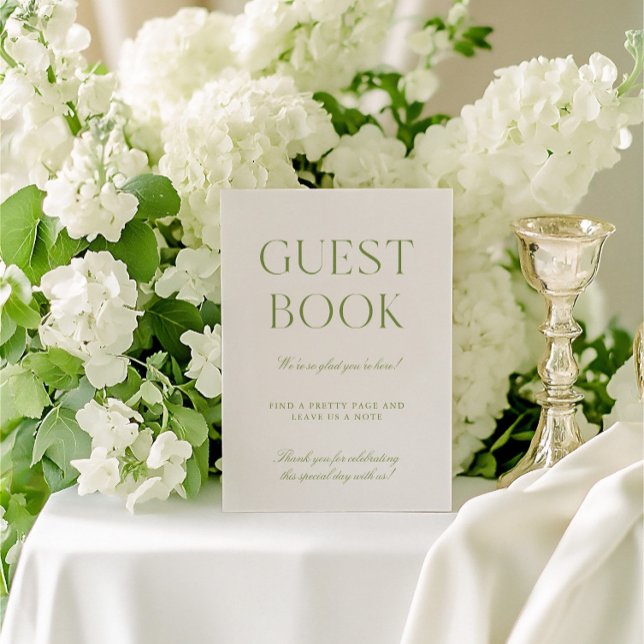 Sage Green & Beige Wedge Guest Book Sign Einladung (Sage Green & Beige Wedding Guest Book Sign)