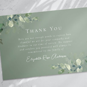 Sage Green Beileid Eucalyptus Funeral Dankeskarte