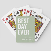 Sage Green Best Day Ever Wedding Cards