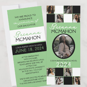 Sage Green & Black 9 Foto Abschluss Ankündigung