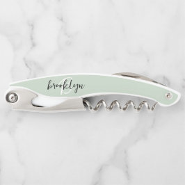 Sage Green Black and White Script Monogram Kellnermesser