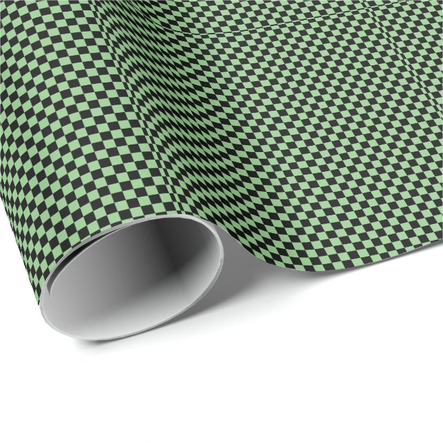 Sage Green Black Checkerboard Camouflage-Muster Geschenkpapier (Rolleneckpunkt)