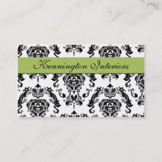 Sage Green Black Damask Lace Business Cards Visitenkarte