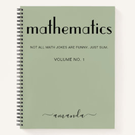 Sage Green Black Personalisiert Mathematics Notizbuch