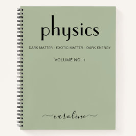 Sage Green Black Personalisiert Physical Notebook Notizbuch