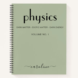Sage Green Black Personalisiert Physical Notebook Notizbuch