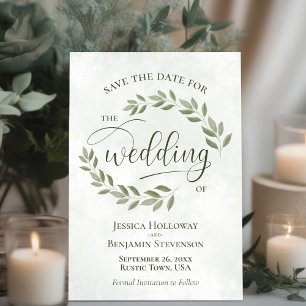 Sage Green Blätter Elegante Moderne Skripthochzeit Save The Date