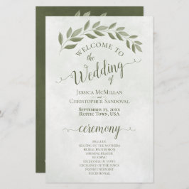 Sage Green Blätter Elegantes Hochzeitsprogramm