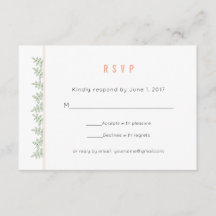 Sage Green Blätter Korallengrenzhochzeit RSVP