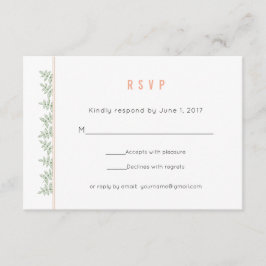 Sage Green Blätter Korallengrenzhochzeit RSVP Karte