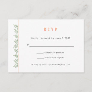 Sage Green Blätter Korallengrenzhochzeit RSVP Karte