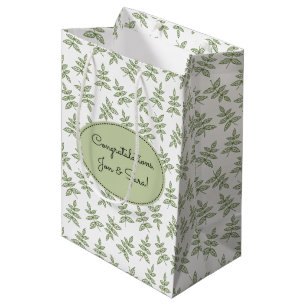 Sage Green Blätter Pattern Wedding Mittlere Geschenktüte
