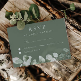 Sage Green Blätter Wasserfarbenhochzeit RSVP Karte