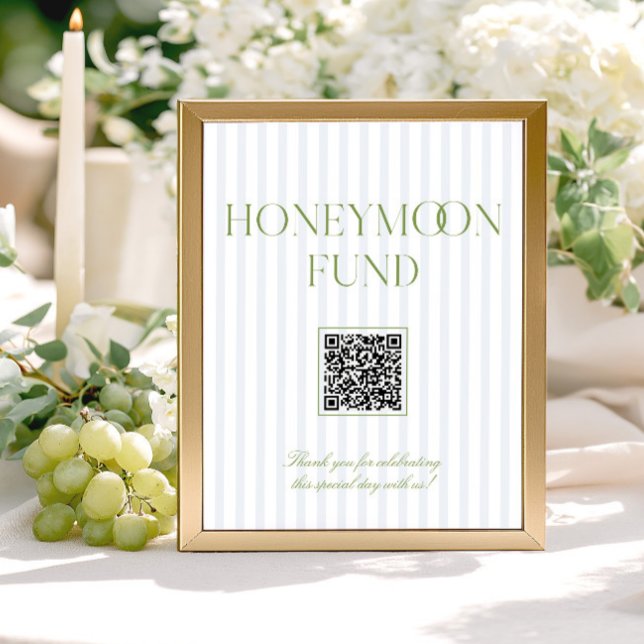 Sage Green & Blue Honeymoon Fund QR Code Sign (Von Creator hochgeladen)