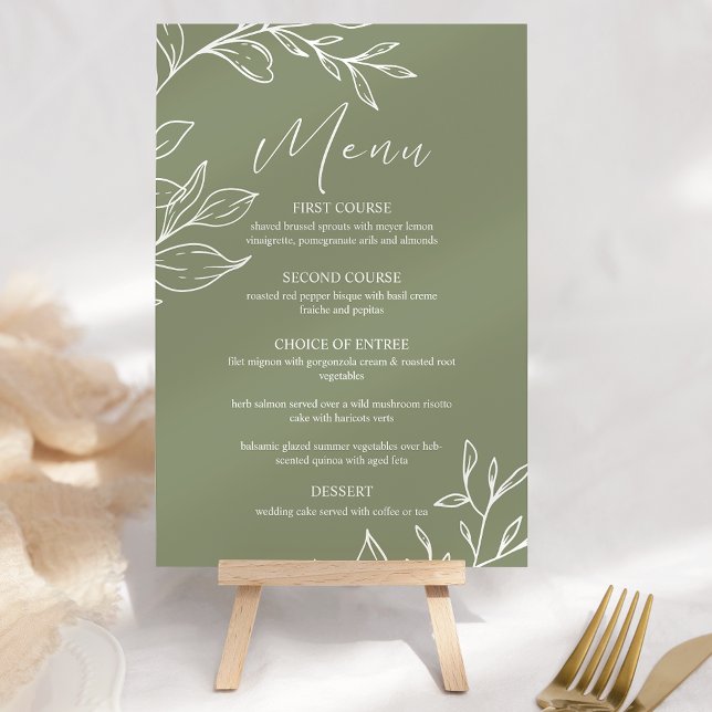 Sage Green Blume Boho Wedding Menu Menükarte (Von Creator hochgeladen)
