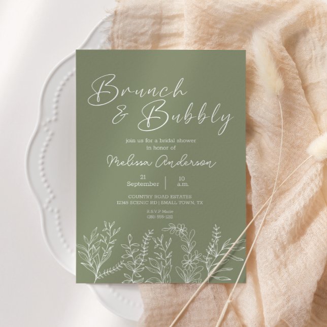 Sage Green Blume Brunch Bridal Dusche Einladung (Von Creator hochgeladen)
