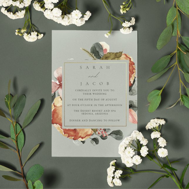 Sage Green Blumengarten Hochzeit Einladung (Sage Green Floral Garden Wedding Invitation)