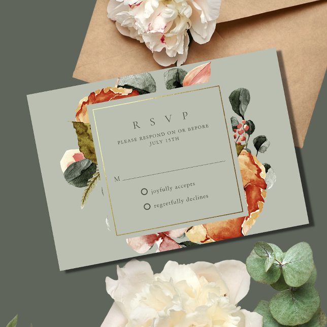 Sage Green Blumengarten Hochzeit RSVP Karte (Sage Green Floral Garden Wedding RSVP Card)