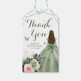 Sage Green Blush Geometric Quinceñera Vielen Dank Geschenkanhänger