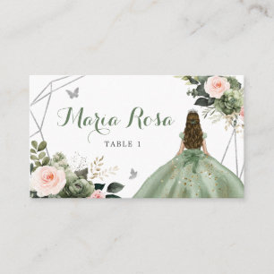 Sage Green Blush Girl Sweet 16. Platzkarte