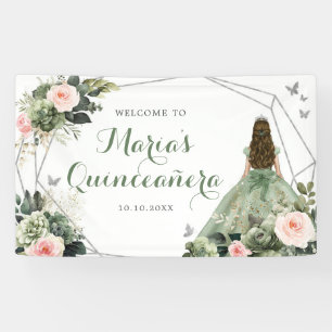 Sage Green Blush Pink Girl 16 . Geburtstag Geburts Banner