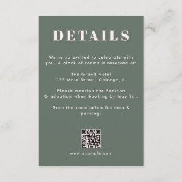 Sage Green Blush Pink Graduation QR Code Details Begleitkarte