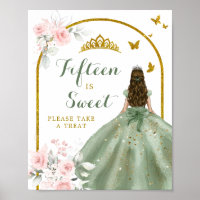Sage Green Blush Pink Quinceñera Fünfzehn ist süß