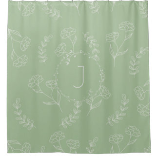 Sage Green Bohemisch Monogram Duschvorhang