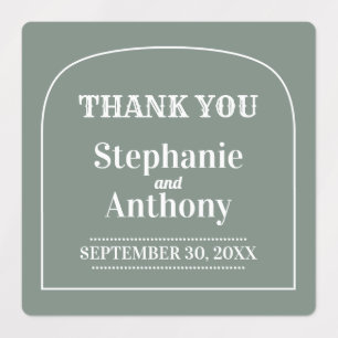 Sage Green Bohemisch Retro Arch Vielen Dank für Ih Etiketten