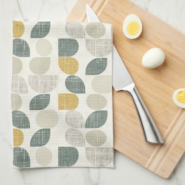 Sage Green Boho Abstrakt Geschirrtuch (Viertel Falte)