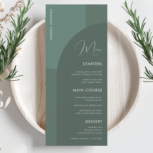 Sage Green Boho Arch Gastname Hochzeitsessen Männe Menükarte (Von Creator hochgeladen)