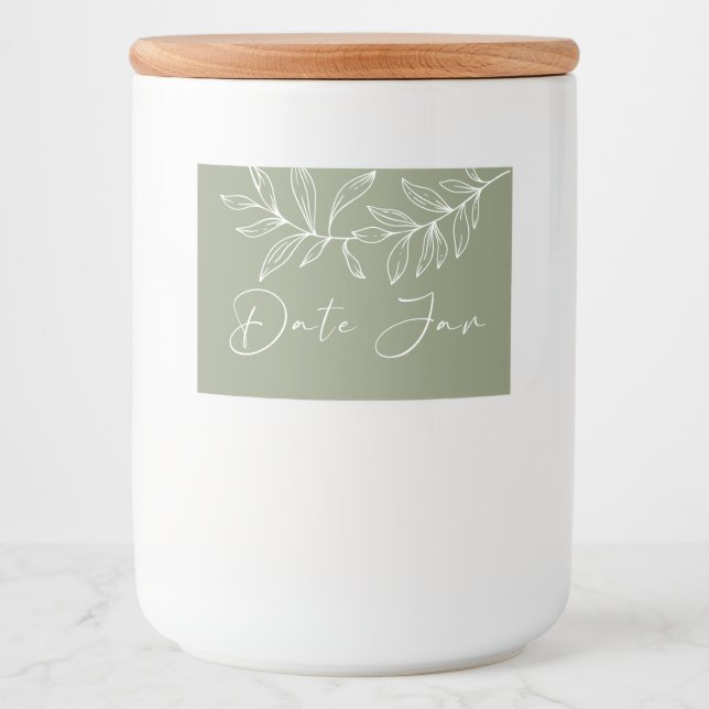 Sage Green Boho Blume Date Night Jar Lebensmitteletikett (Vorderseite)