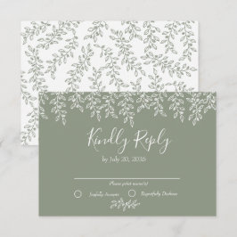 Sage Green Boho Botanische Hochzeit RSVP Karte