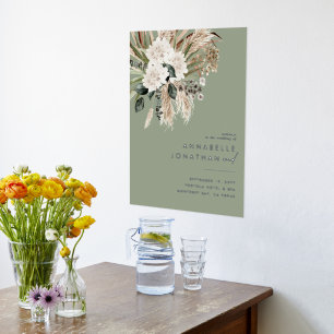 Sage green boho botanische moderne, elegante Blätt Foliendrucke