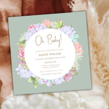 Sage Green Boho Cactus Desert Oh Baby Dusche